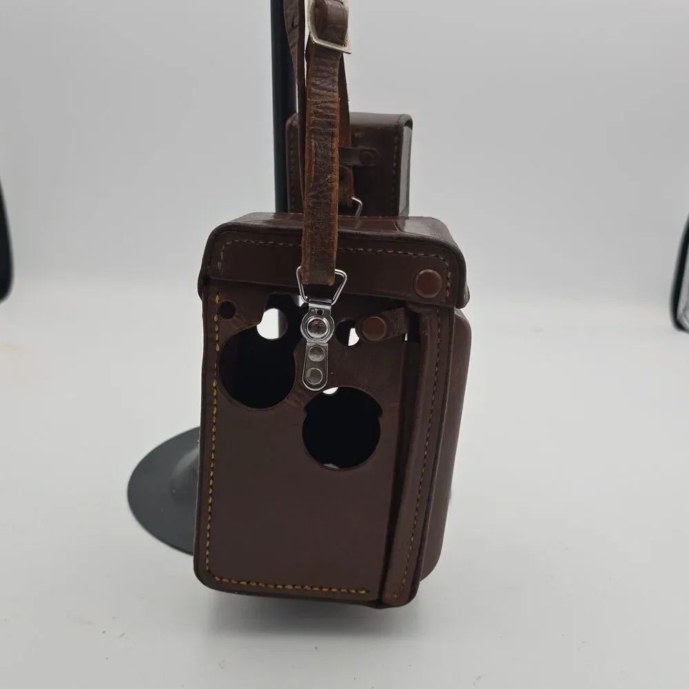 Vintage Elmoflex TLR Camera Leather Ever Ready Case Strap Accessory Pouch Japan